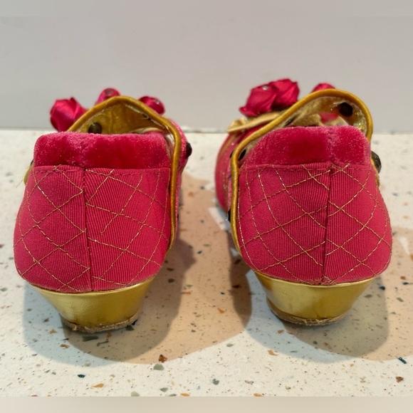 Disney Sleeping Beauty Pink Velvet Heel Shoes‎ Sz 9/10 Toddler Girls - Picture 6 of 10